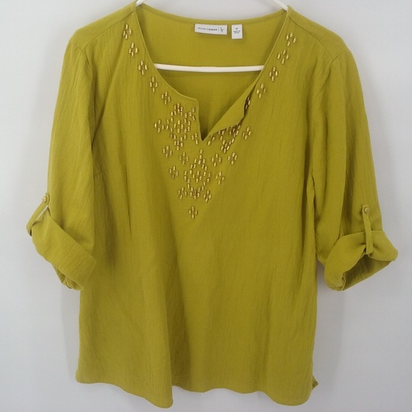 Susan Graver green embellished tunic - Picture 1 of 7